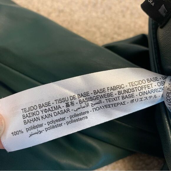 ZARA green faux leather hi-rise zipper hem leggings Sz XS NWT - Picture 10 of 15